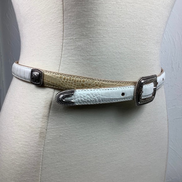 Brighton Square Conchos Multicolor Neutral Skinny Leather belt SZ M 30 NWT main image 6